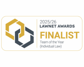 Logo showing Howell Jones has been shortlisted for LawNet’s Team of the Year Award.
