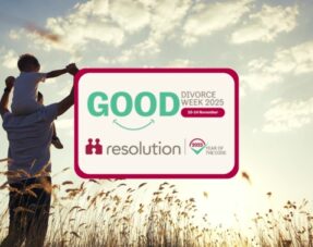 Photo of a man with a child on his shoulders with the 'Good Divorce Week 2025' logo superimposed over the top.